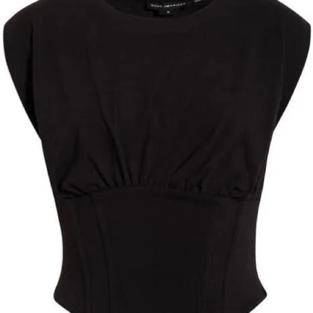 Good American Black Sleeveless Structured Tank Top